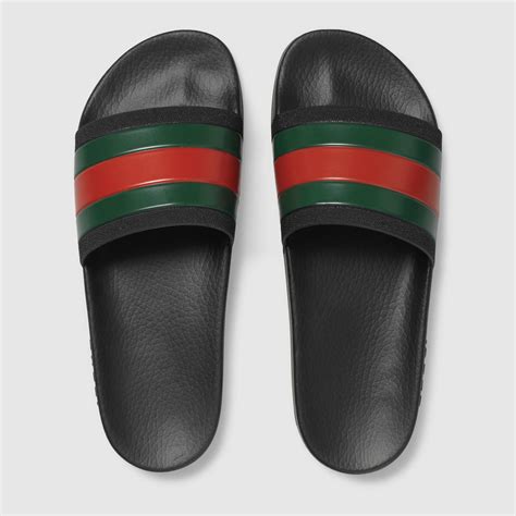 gucci black rubber slide sandals|Gucci rubber dad sandals.